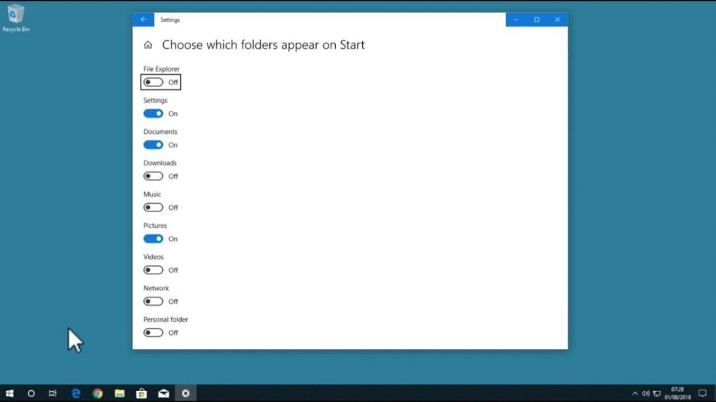 How to display the network icon in the Windows 10 Start Menu ...