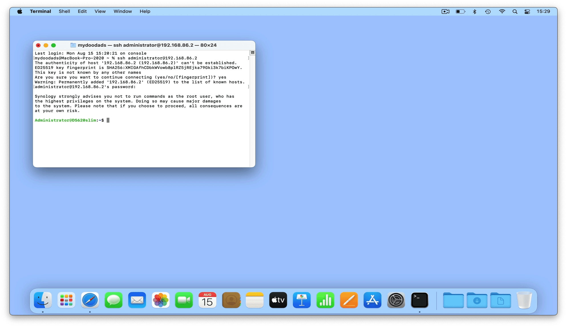 SSH on a Synology NAS to use from macOS Terminal | mydoodads.com