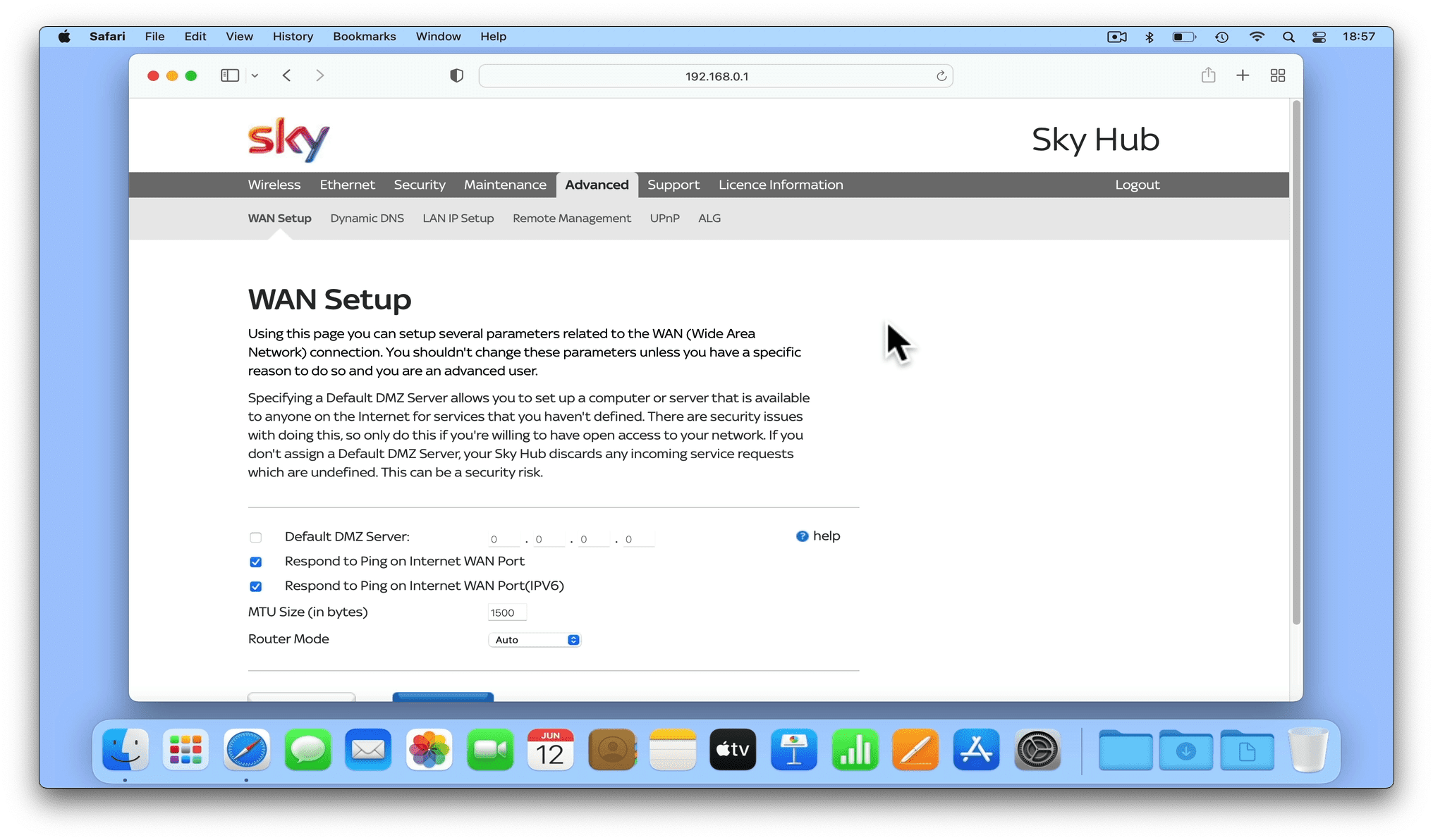 Access Advanced settings on a Sky Q Hub router | mydoodads.com